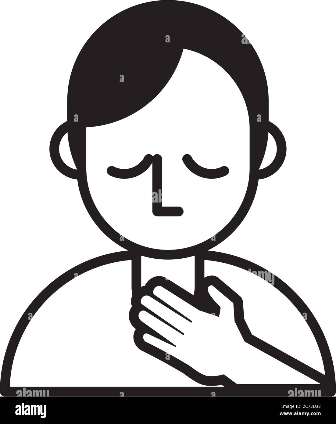 persona con gola irritata covid19 disegno di illustrazione vettoriale stile di linea di sintomo Illustrazione Vettoriale