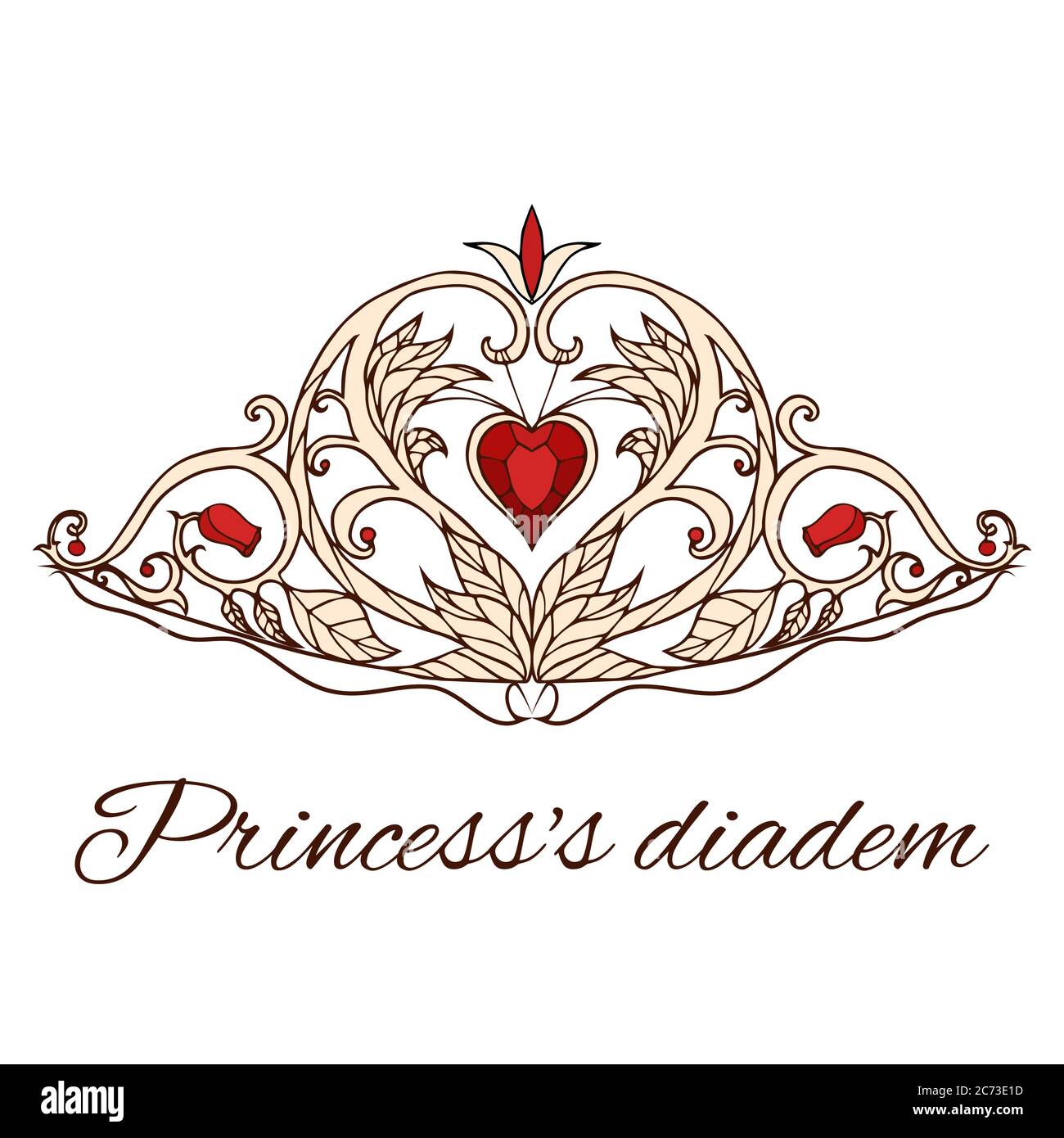 Principessa tirata a mano tiara. Corona Queen. Elementi Doodle per il tuo design. Illustrazione Vettoriale