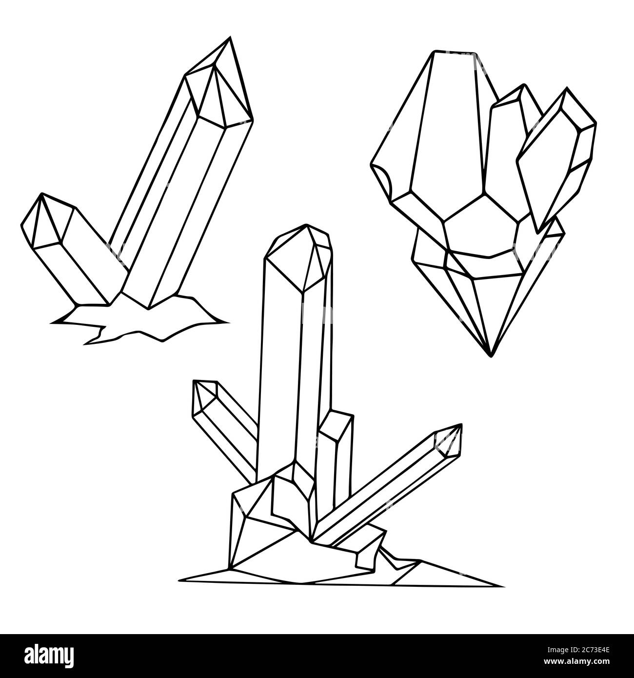 Set di cristalli di cartoni animati bianchi e neri. Elementi vettoriali per la vostra creatività Illustrazione Vettoriale
