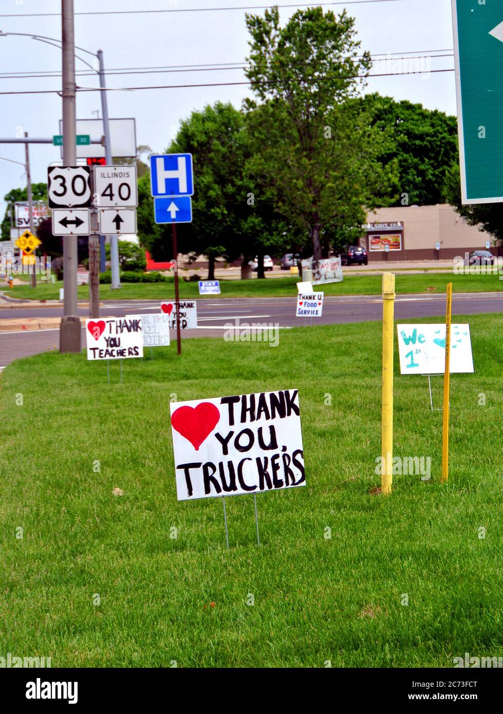 grazie per camionisti, nuses e tutti i lavoratori essenziali Foto Stock