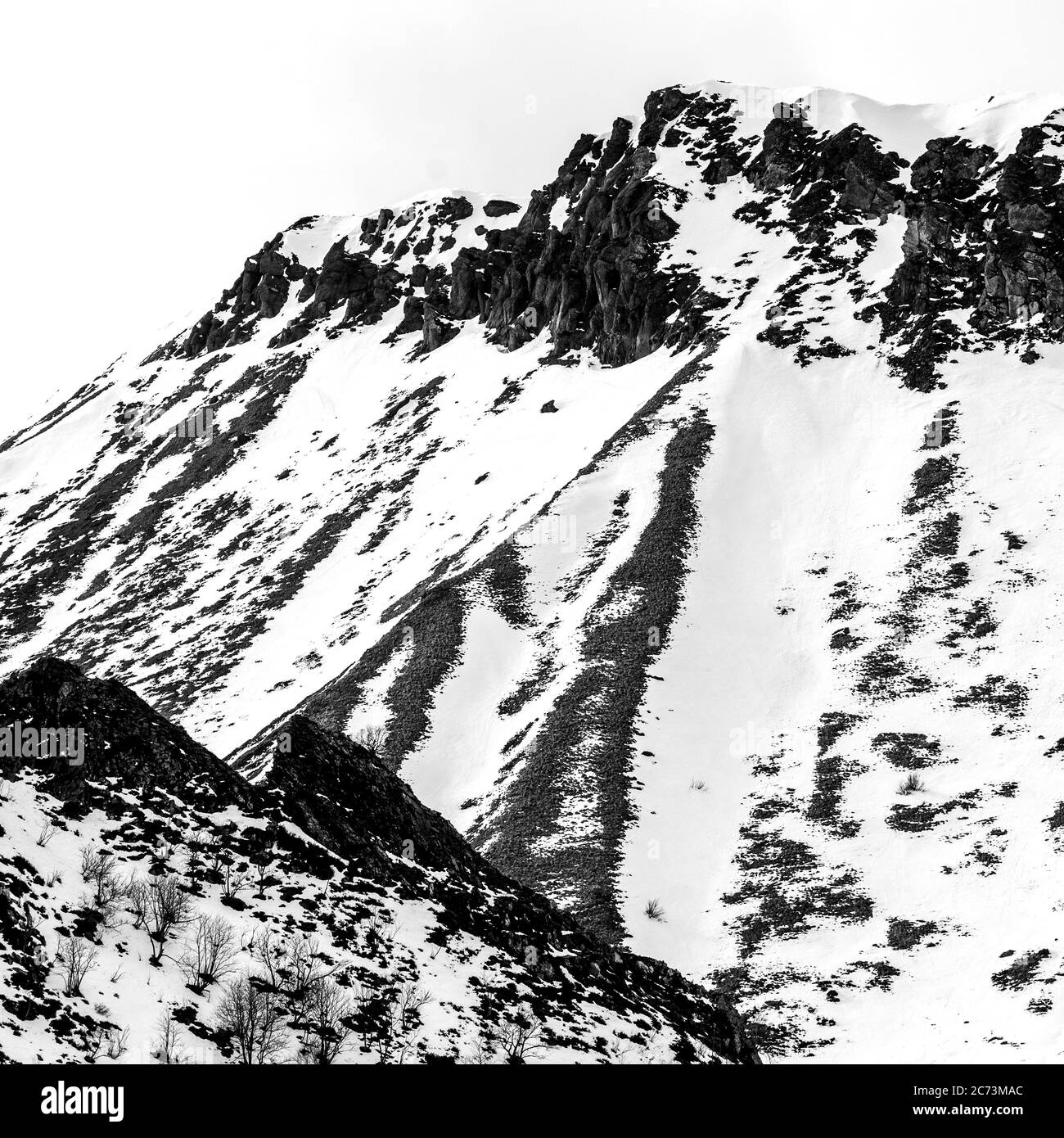 Il Monts Dore in inverno, Massif di Sancy, Parco Naturale Regionale dei Vulcani d'Alvernia, dipartimento Puy de Dome, Auvergne, Francia Foto Stock