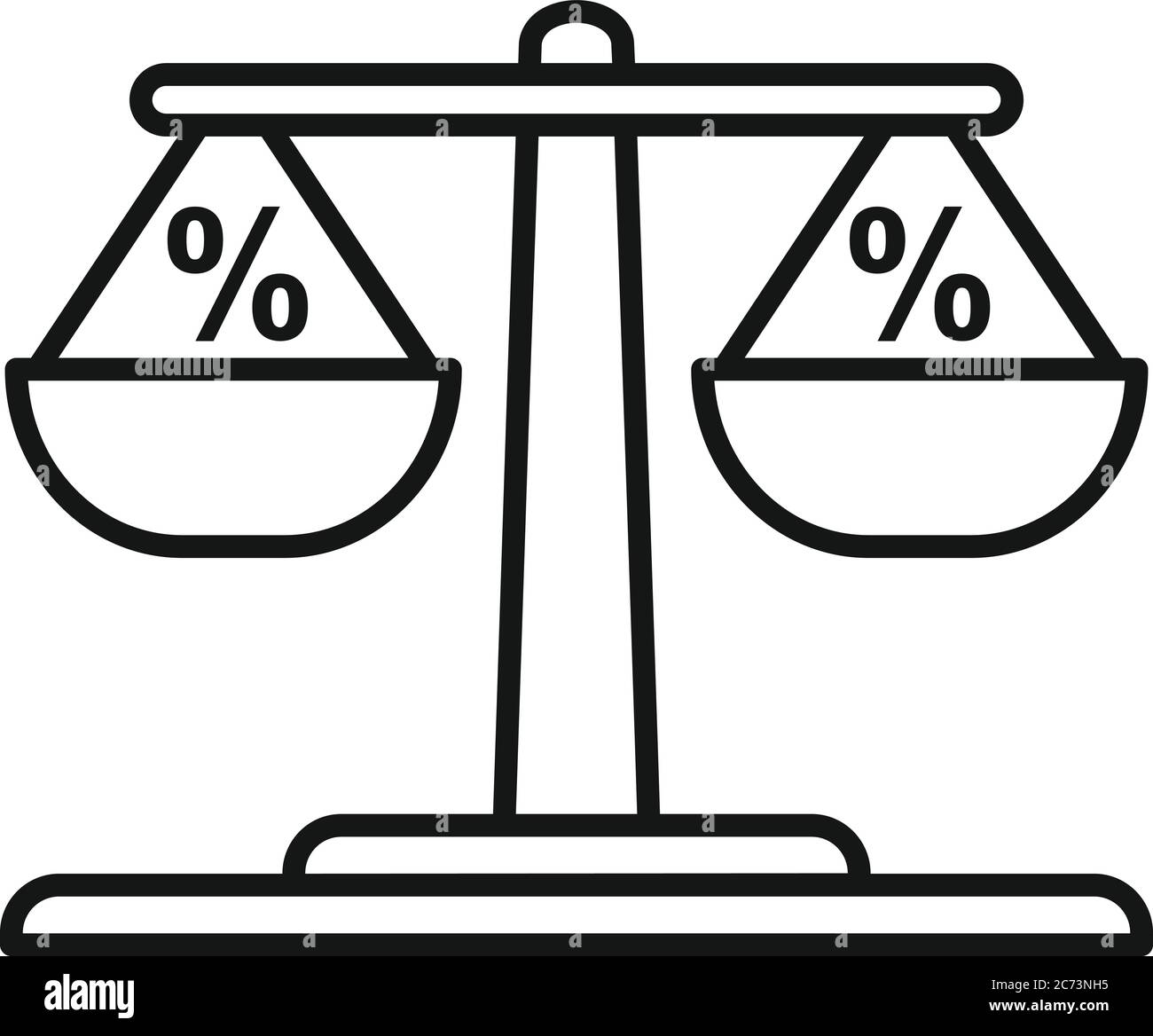 Icona del saldo percentuale IVA. Icona vettoriale del bilanciamento percentuale imposta per il web design isolata su sfondo bianco Illustrazione Vettoriale