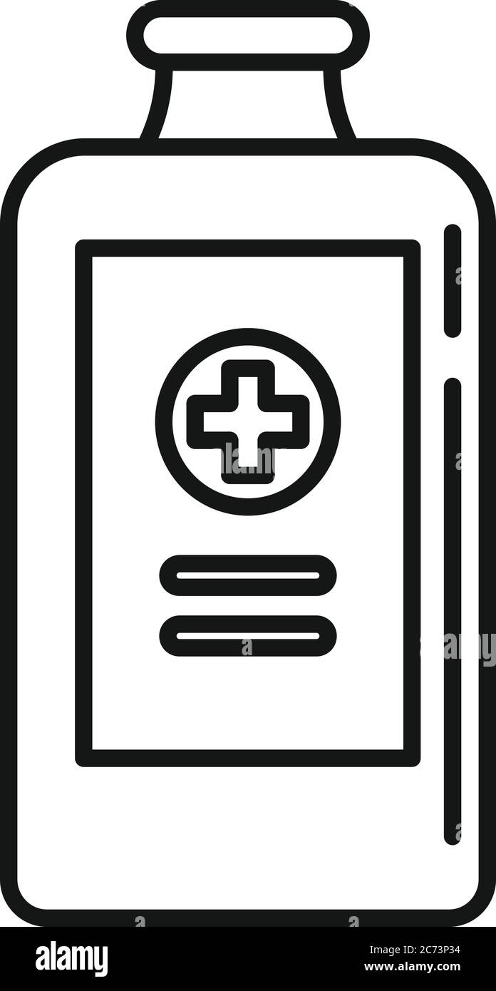 Icona sciroppo di tosse del bambino. Contorno bambino sciroppo di tosse icona vettore per web design isolato su sfondo bianco Illustrazione Vettoriale