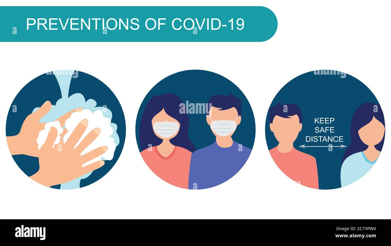 Poster informazioni sulla prevenzione del coronavirus covid 19. Epidemia globale 2019-nCov. Illustrazione Vettoriale