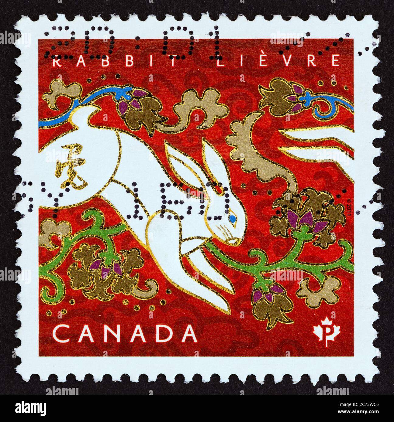 CANADA - CIRCA 2011: Un francobollo stampato in Canada dal numero 'Chinese New Year' mostra l'anno del coniglio, circa 2011. Foto Stock