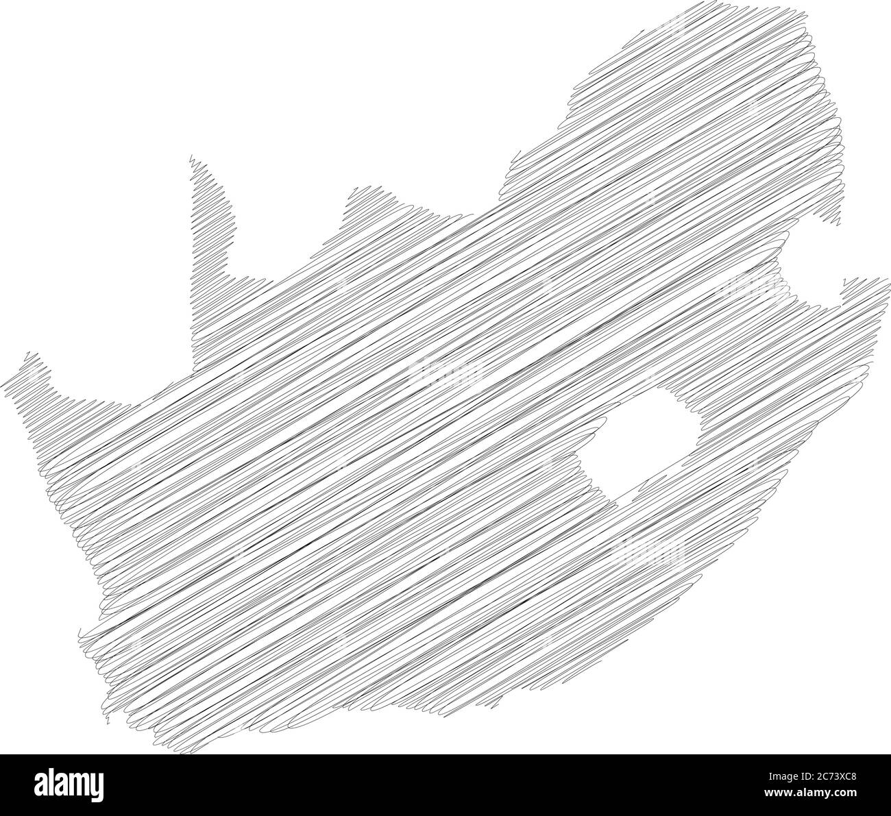 Sud Africa - mappa della zona del paese con silhouette nera. Semplice illustrazione vettoriale piatta. Illustrazione Vettoriale