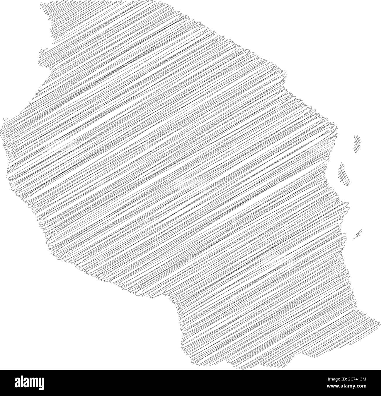 Tanzania - matita scrimbolo schizzo silhouette mappa della zona di campagna con ombra. Semplice illustrazione vettoriale piatta. Illustrazione Vettoriale