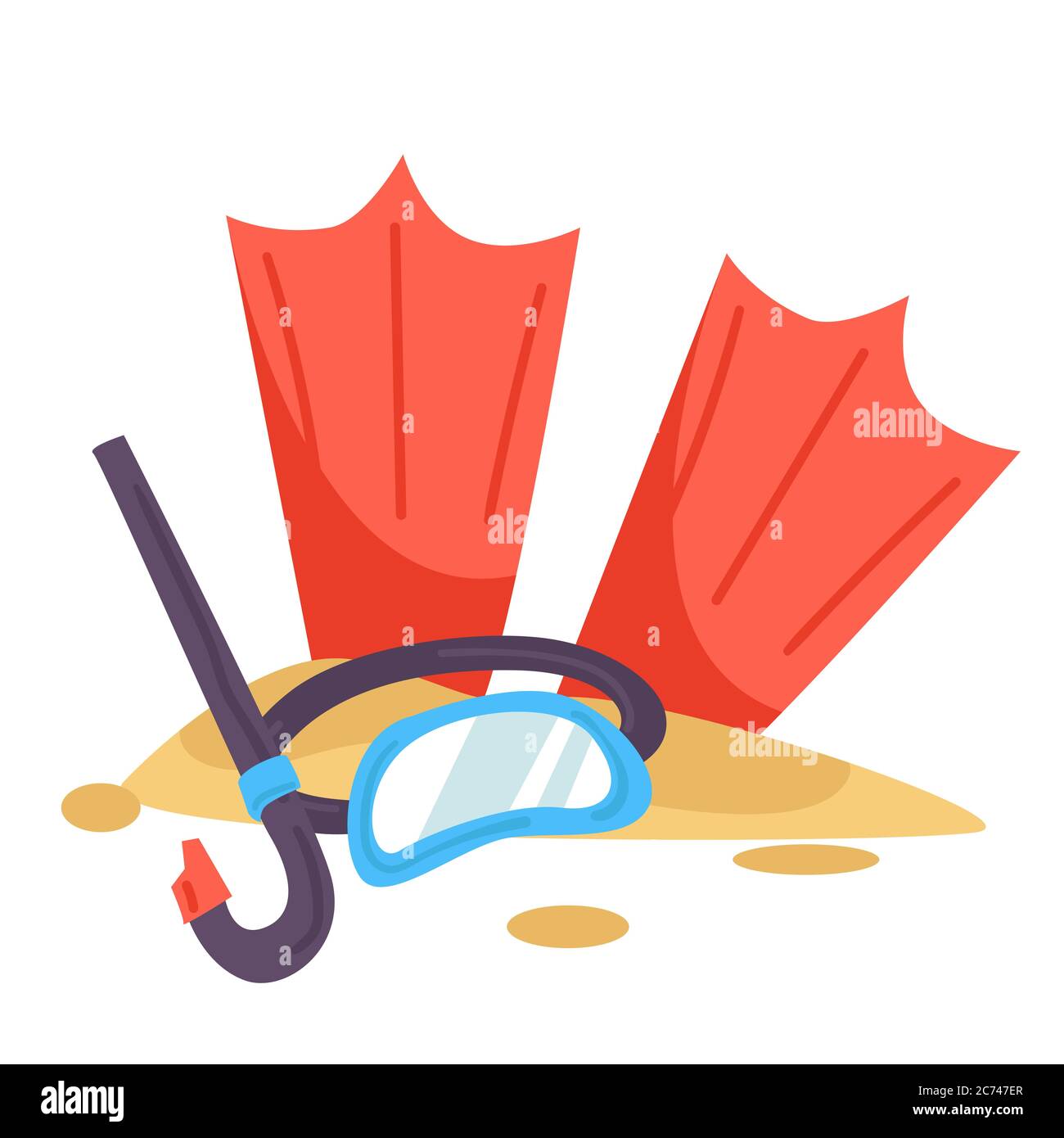 Attrezzatura per immersioni subacquee per snorkeling, vettore di attività estive Illustrazione Vettoriale