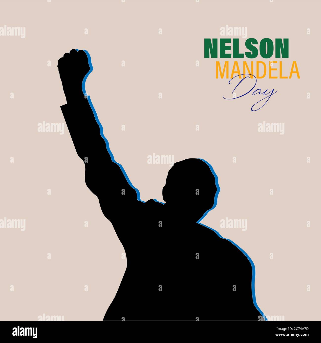 Giornata Internazionale di Nelson Mandela. Leader politico sudafricano, filantropo, che è stato presidente del Sudafrica dal 1994 al 1999. Porta Illustrazione Vettoriale