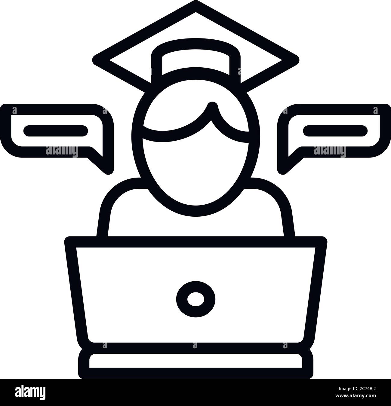 Ragazzo icona webinar. Delineare boy webinar icona vettoriali per il web design isolato su sfondo bianco Illustrazione Vettoriale