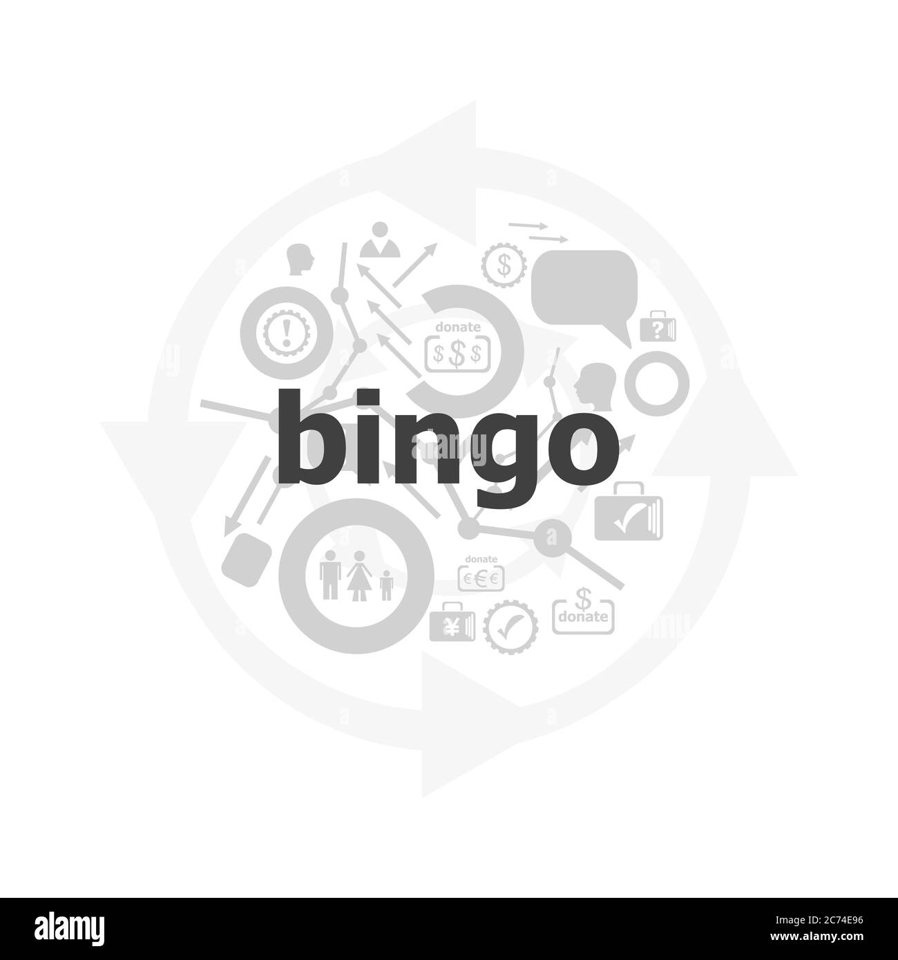 Testo Bingo su sfondo digitale. Concetto di gioco . Insieme di icone e pulsanti Foto Stock