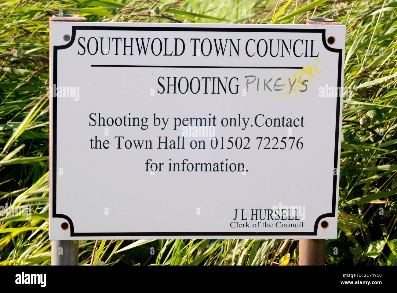 Cartello del Consiglio della città di Southwold Foto Stock