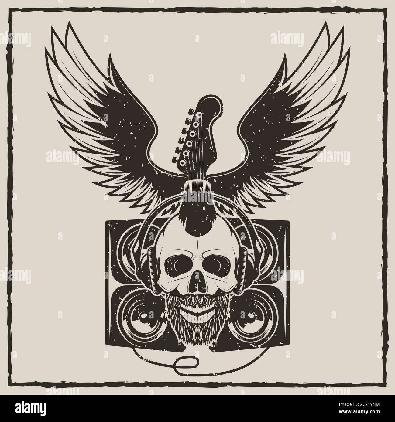 Immagine di grunge vettoriale vintage rock star Illustrazione Vettoriale