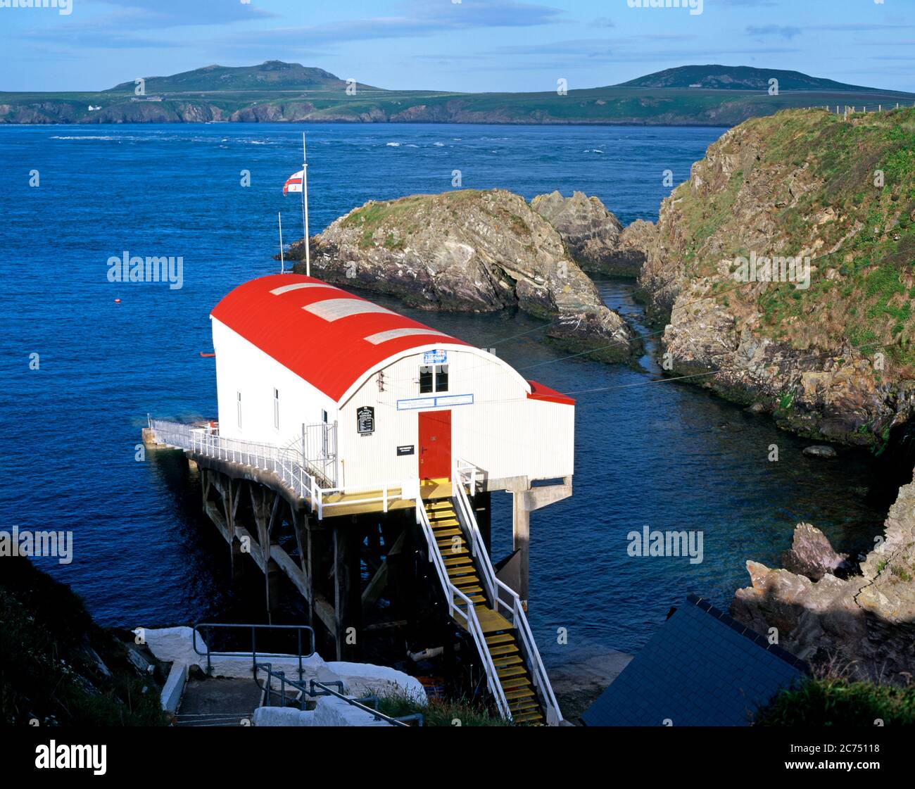 Stazione di salvataggio di St Justinian, St David's, Pembrokeshire, Galles occidentale. Foto Stock