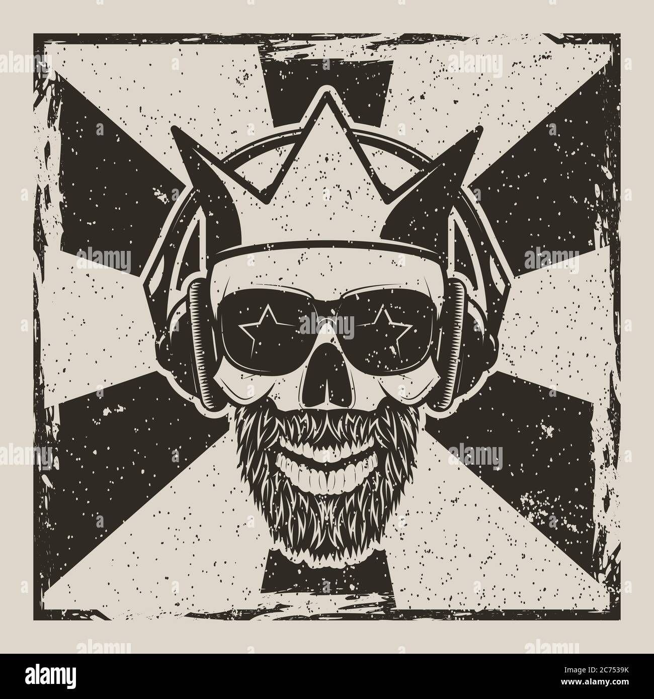 Immagine di grunge vettoriale vintage rock star Illustrazione Vettoriale
