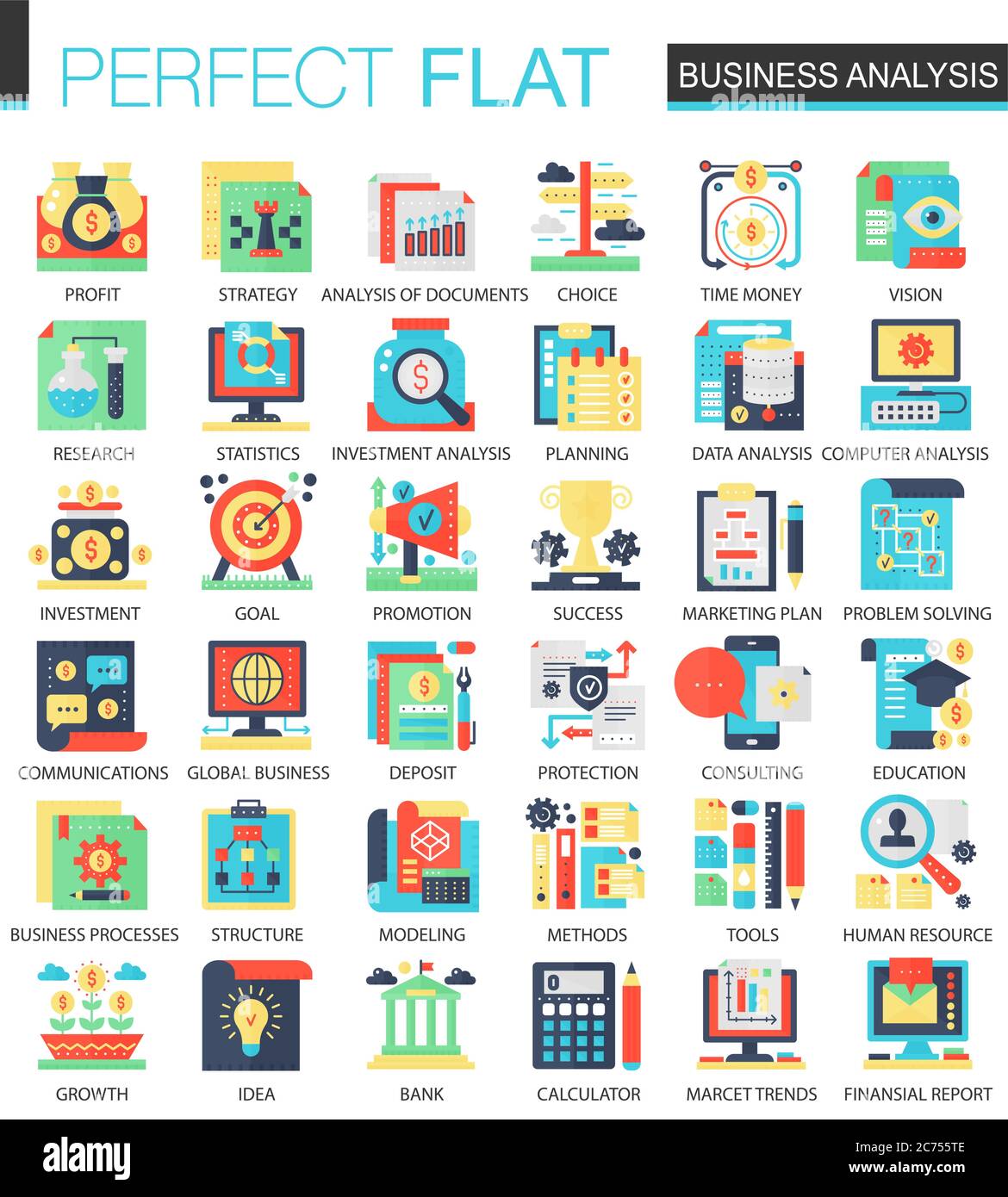 Vector Business Analytics Vector simboli complessi di concetto di icona piatta per il web infografica design Illustrazione Vettoriale