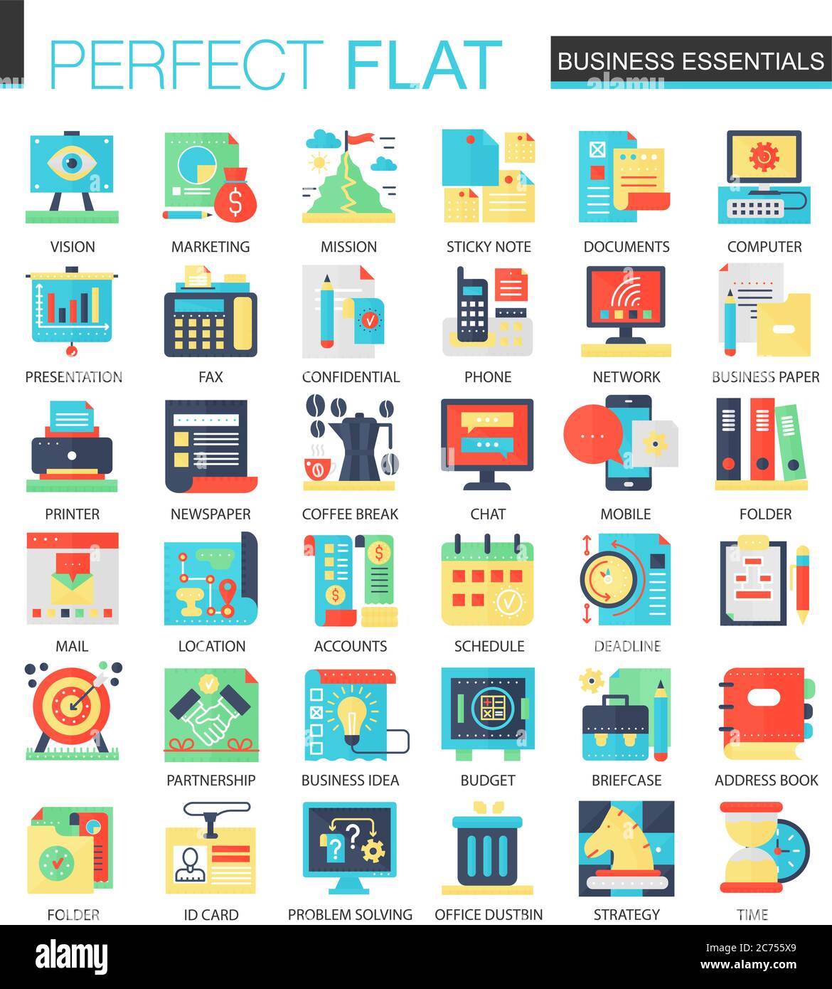 Business Essential vettoriale simboli complessi di concetto di icone piatte per il web infografica design Illustrazione Vettoriale