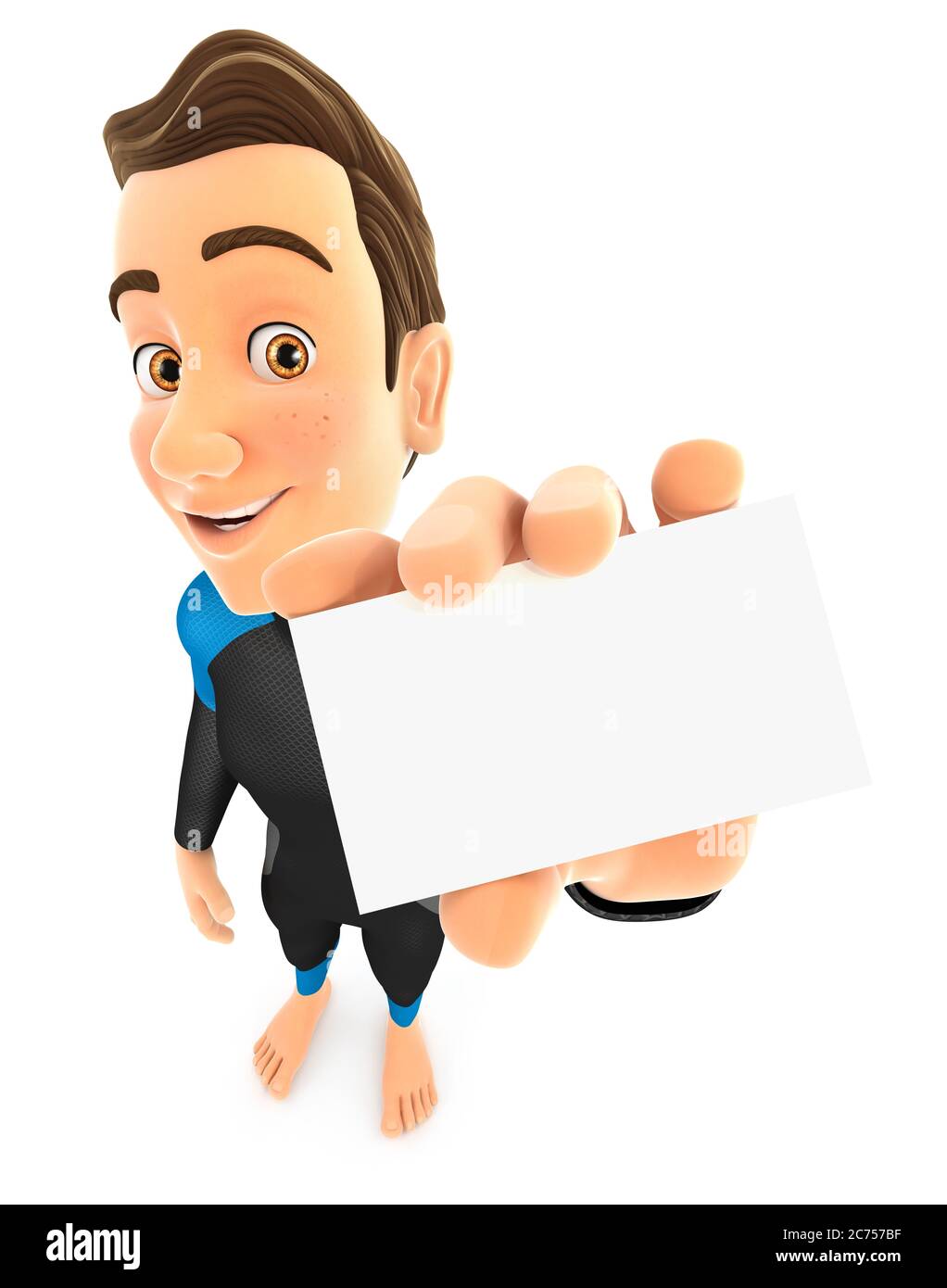 scheda aziendale per surfer 3d, illustrazione con sfondo bianco isolato Foto Stock