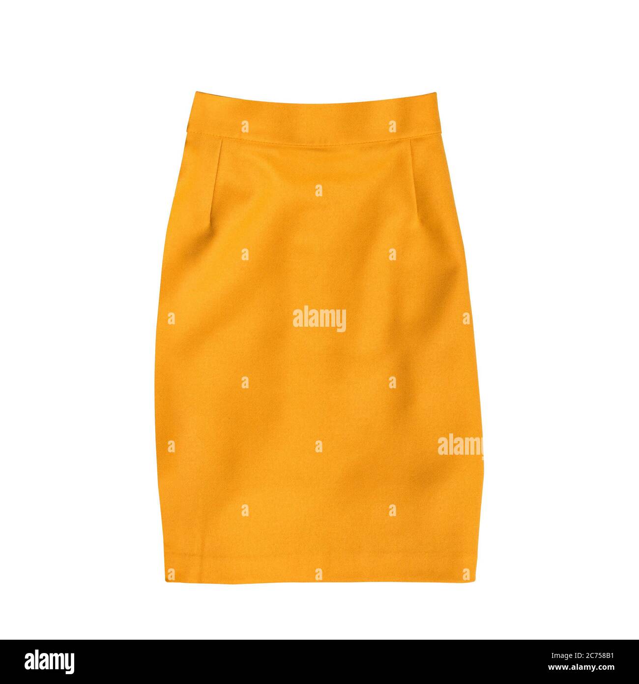 Abiti di moda. Mini gonne arancioni isolate su sfondo bianco. Foto Stock