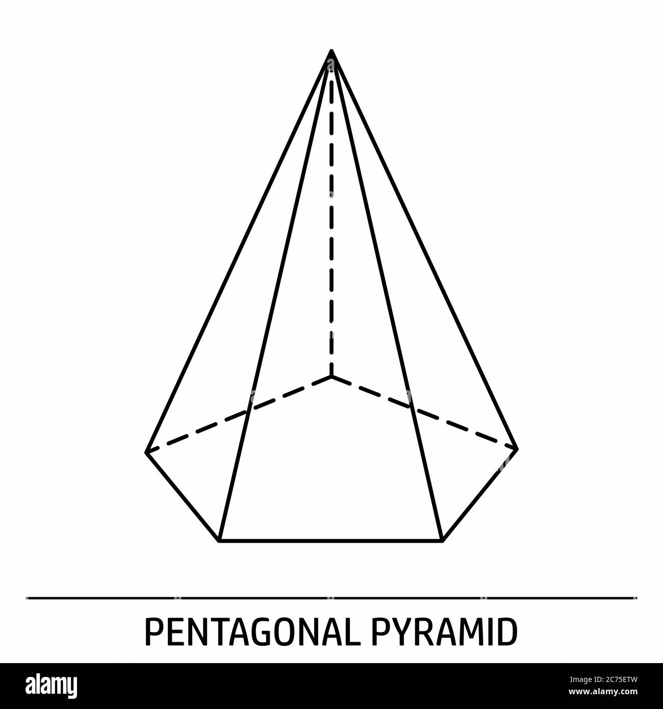 Icona del contorno della piramide pentagonale Illustrazione Vettoriale