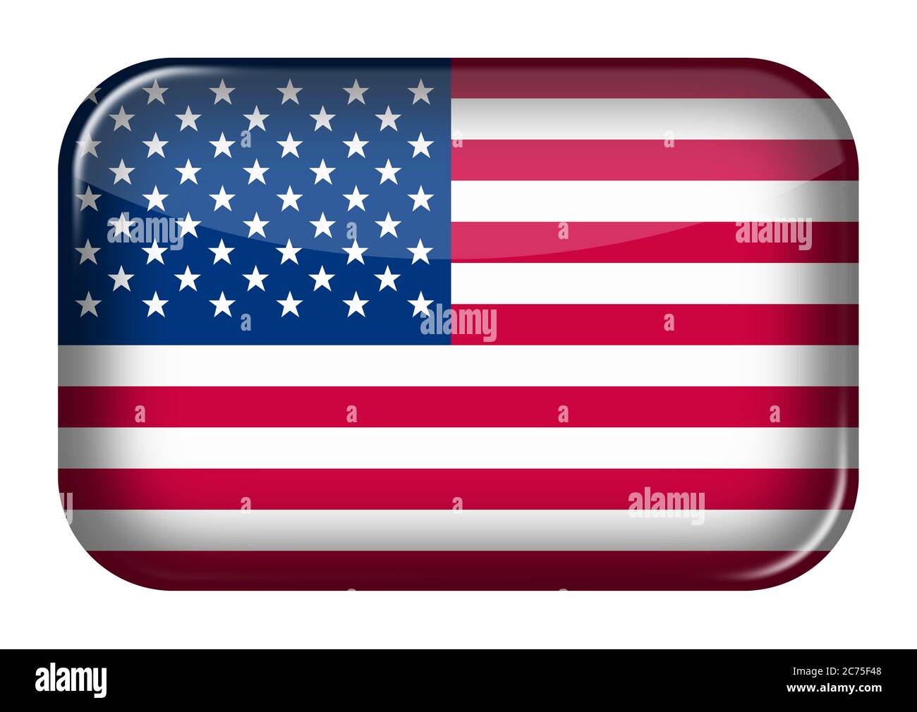 Icona Web degli stati Uniti d'America pulsante rettangolare con tracciato di ritaglio Foto Stock