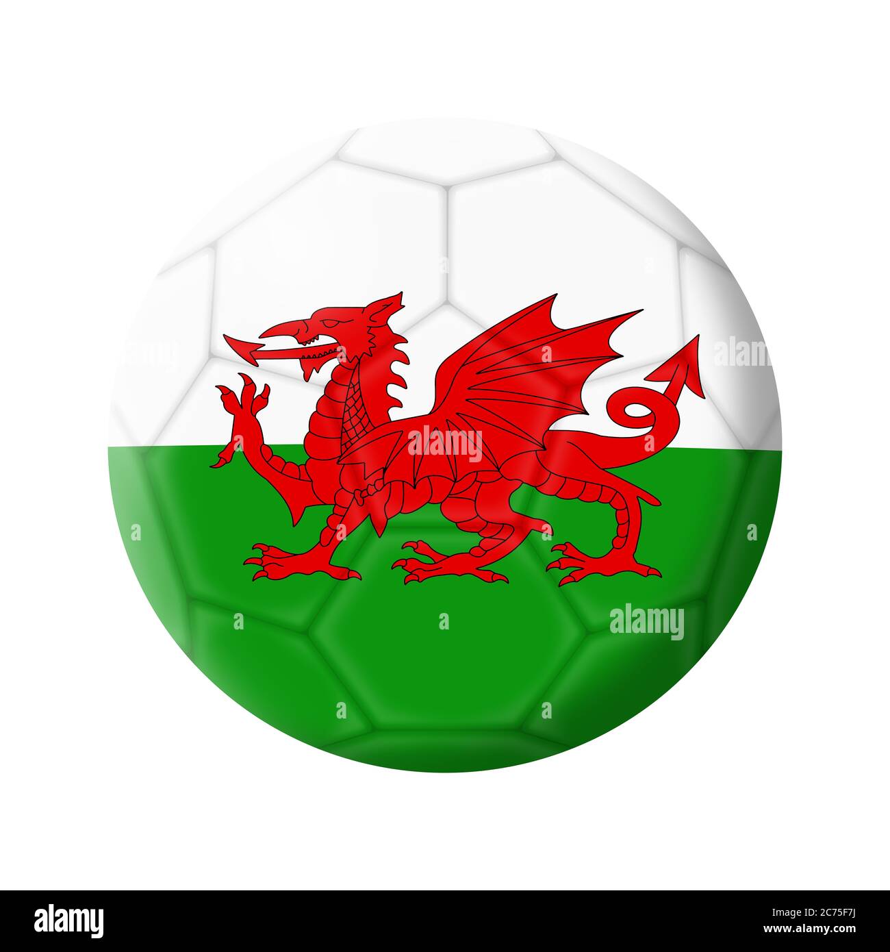 Wales calcio palla calcio 3D illustrazione isolato su bianco con clipping path Foto Stock