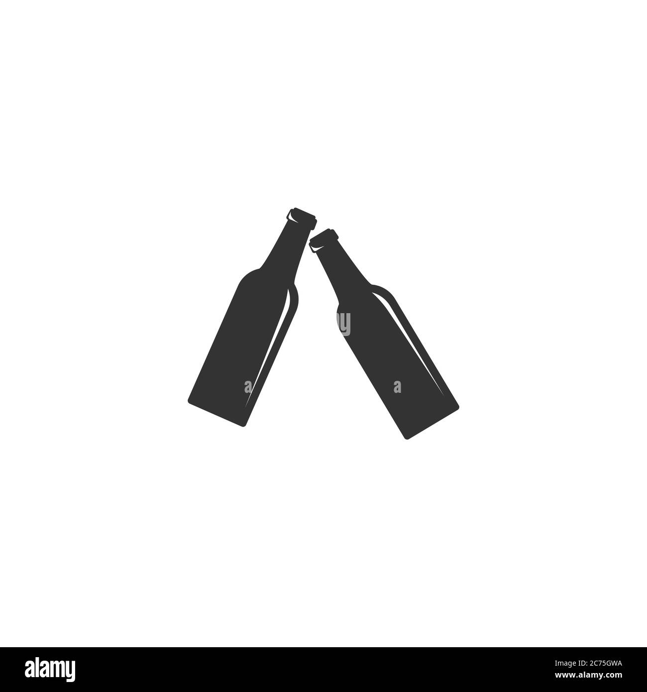 due bottiglie di birra o birra alla spina. Bar, pub, simbolo della birra. Alcool, negozio di bevande, stor, icona della voce di menu. Illustrazione vettoriale isolata in bianco. Illustrazione Vettoriale