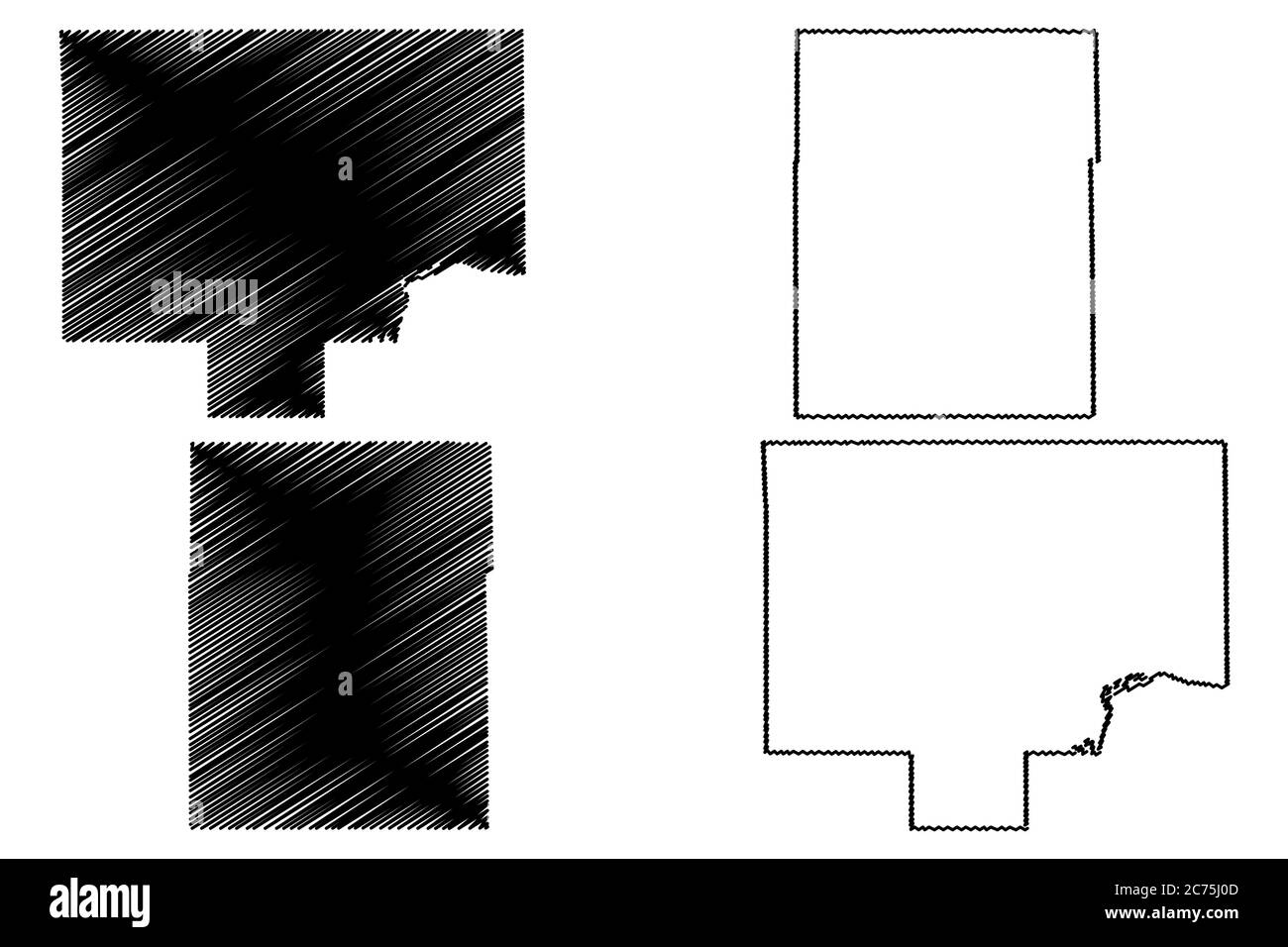Bureau e Champaign County, Illinois (Stati Uniti, Stati Uniti d'America, Stati Uniti, Stati Uniti, Stati Uniti) mappa vettoriale illustrazione, scrimble sketch Bureau e Champ Illustrazione Vettoriale