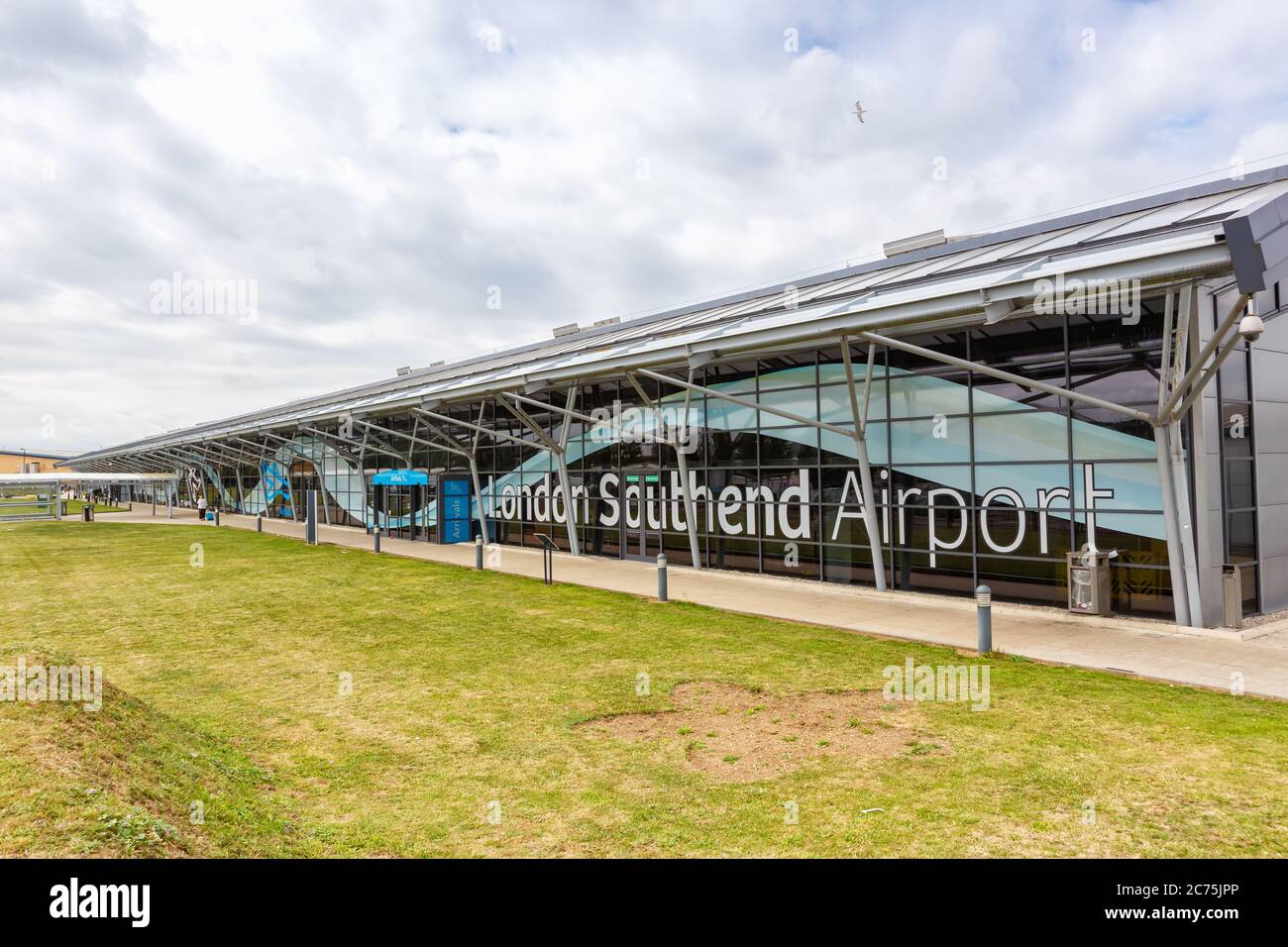 Southend, Regno Unito - 7 luglio 2019: Terminal dell'aeroporto di Londra Southend (SEN) nel Regno Unito. Foto Stock