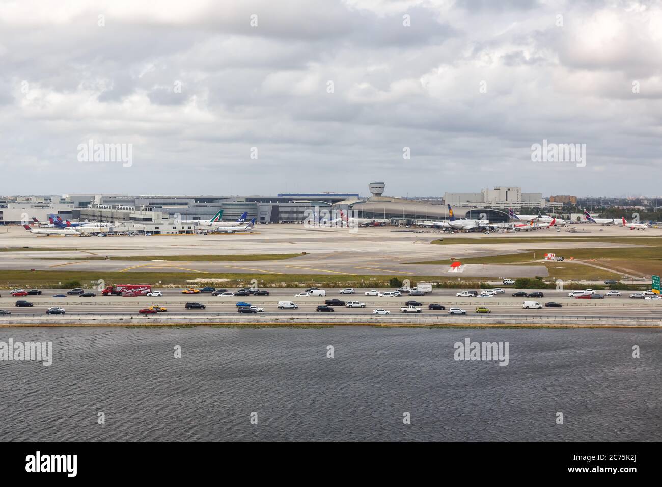 Miami, Florida - 3 aprile 2019: Panoramica dell'aeroporto di Miami (mia) in Florida. Foto Stock