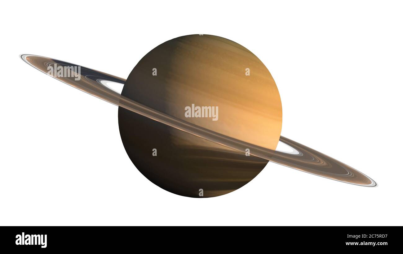Rendering in primo piano 3D Saturn Planet e ring con il tracciato di ritaglio incluso nell'illustrazione, per gli sfondi di esplorazione spaziale. Elementi di questo Foto Stock