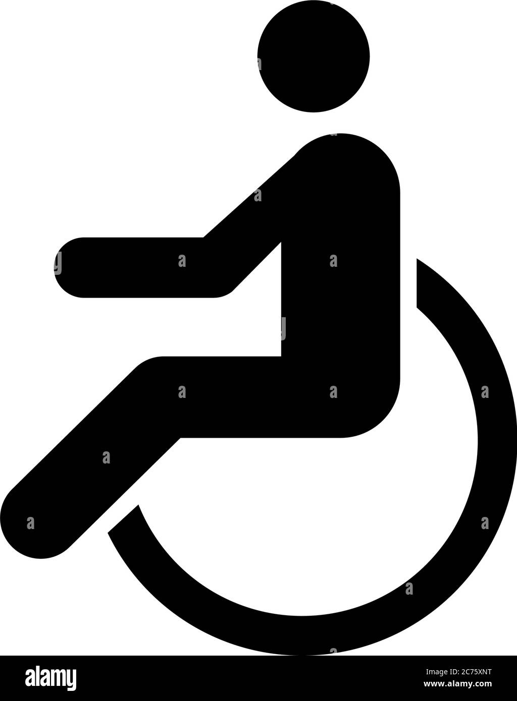 Disabili, sedia a rotelle, pinza. Illustrazione dell'icona Flat Vector. Semplice simbolo nero su sfondo bianco. Sedie a rotelle, pinze per handicap Illustrazione Vettoriale