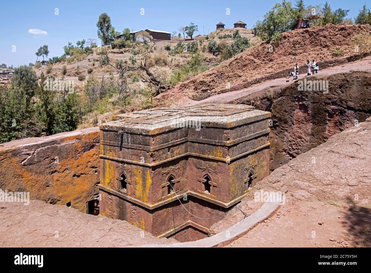 Beta Giorgis / Bete Giyorgis / Chiesa di San Giorgio, una delle undici chiese monolitiche scavate nella roccia a Lalibela, Lasta Amhara Regione, Etiopia, Africa Foto Stock