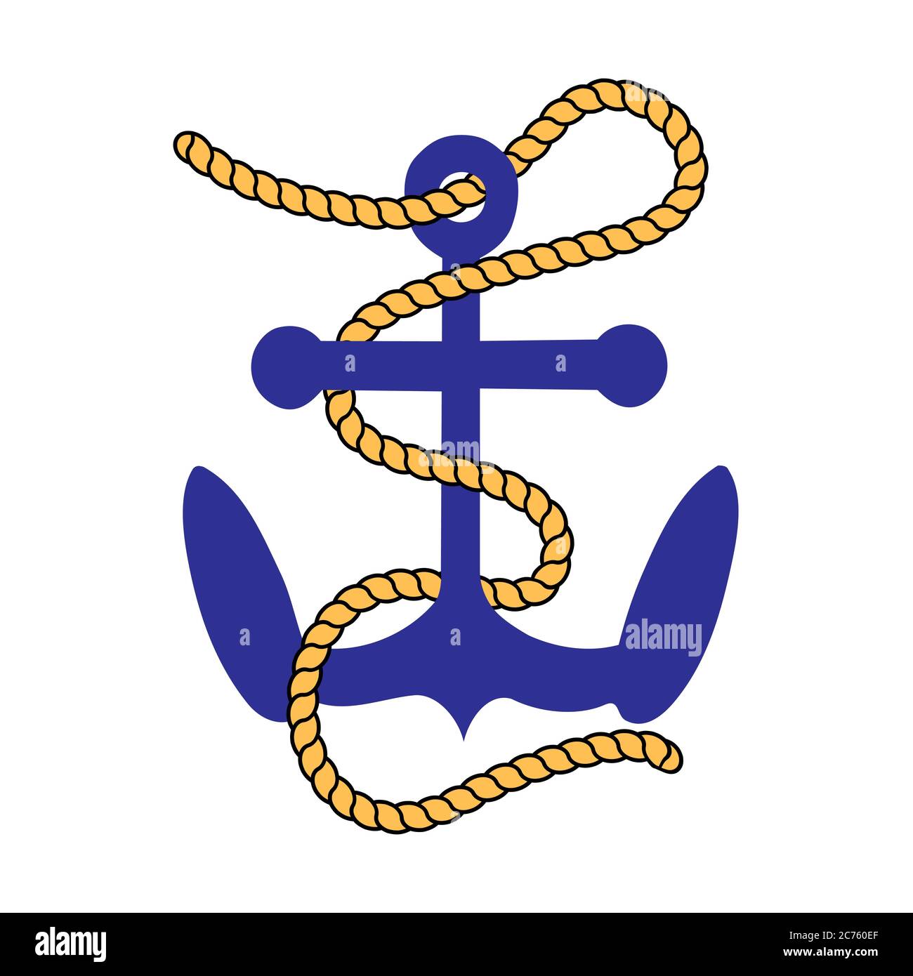 Ancora di mare su sfondo bianco, cartoni animati illustrazione di accessorio per il trasporto di acqua. Vettore Illustrazione Vettoriale