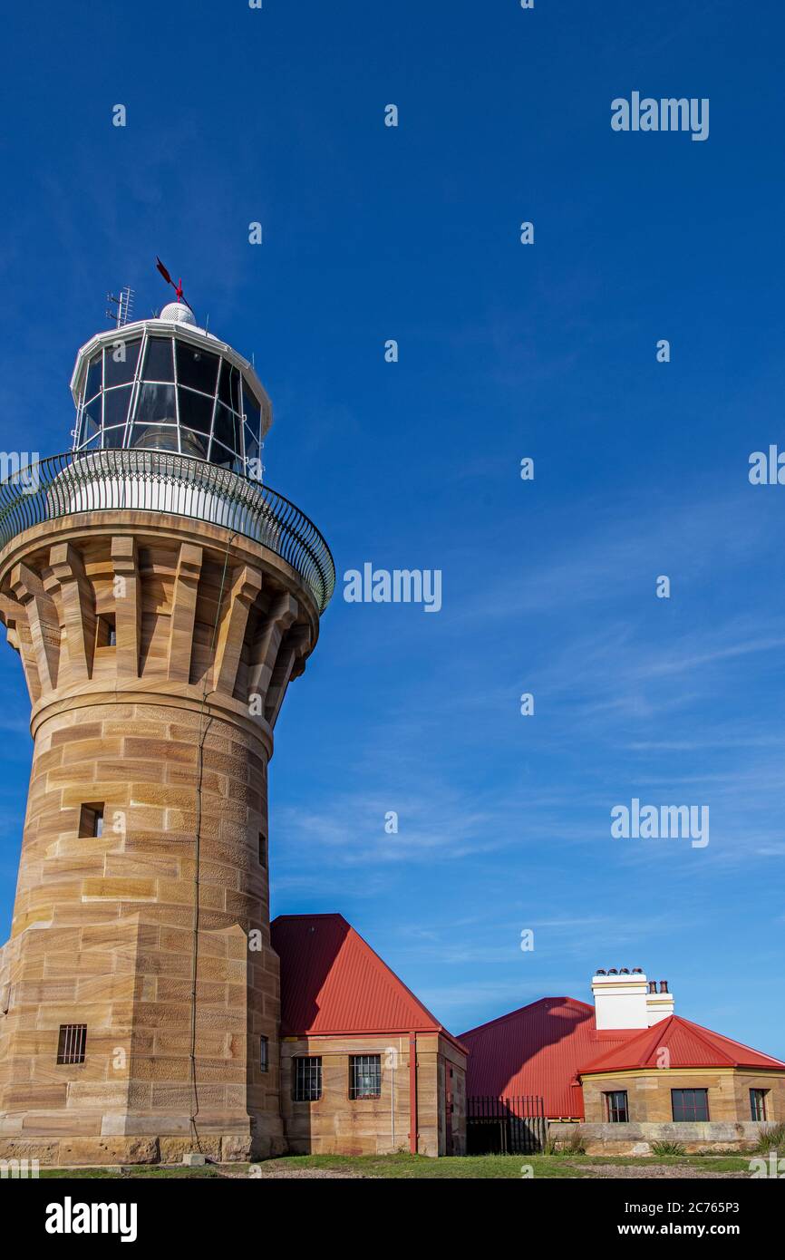 Faro e custode Barrenjoey casa Palm Beach Sydney NSW Australia Foto Stock