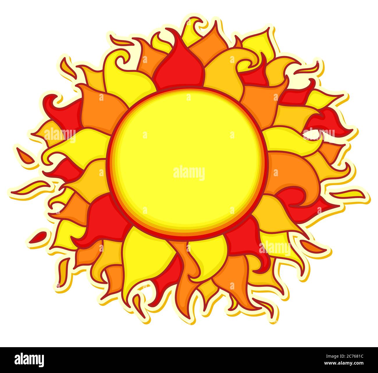 Illustrazione del sole luminosa e colorata Foto Stock