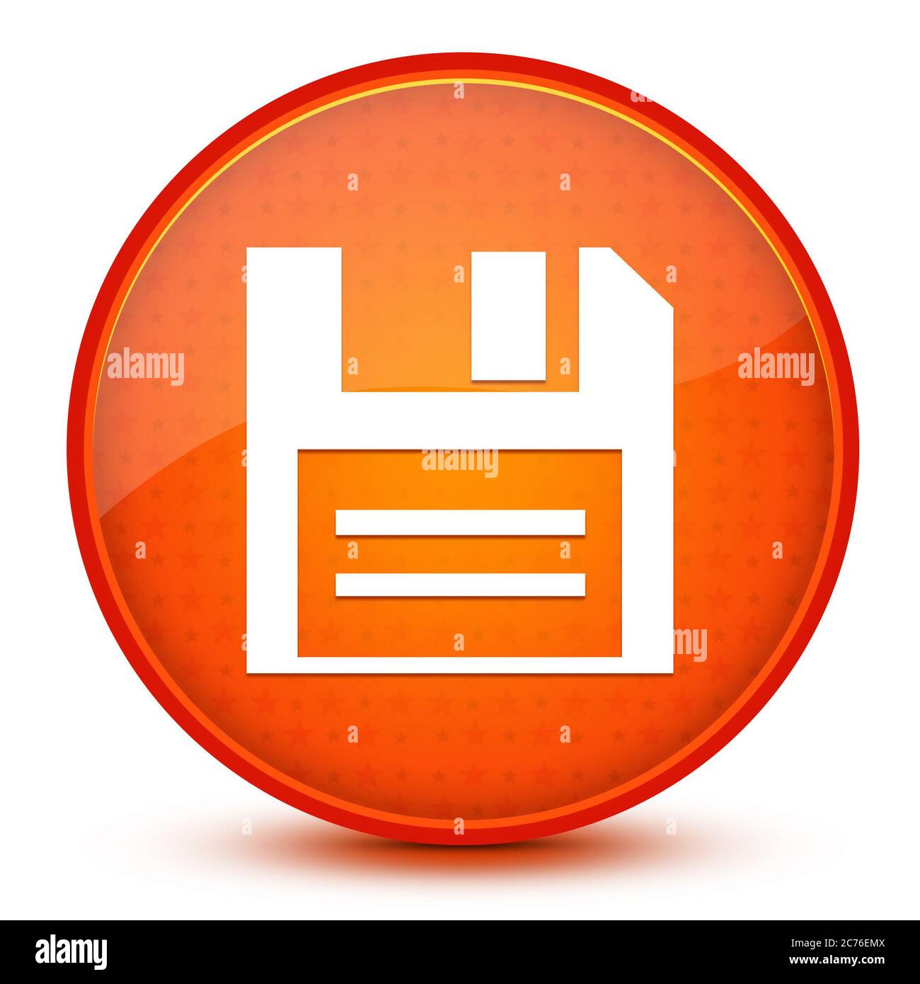 Icona del disco isolata su una stella lucida con pulsante rotondo arancione illustrazione astratta Foto Stock