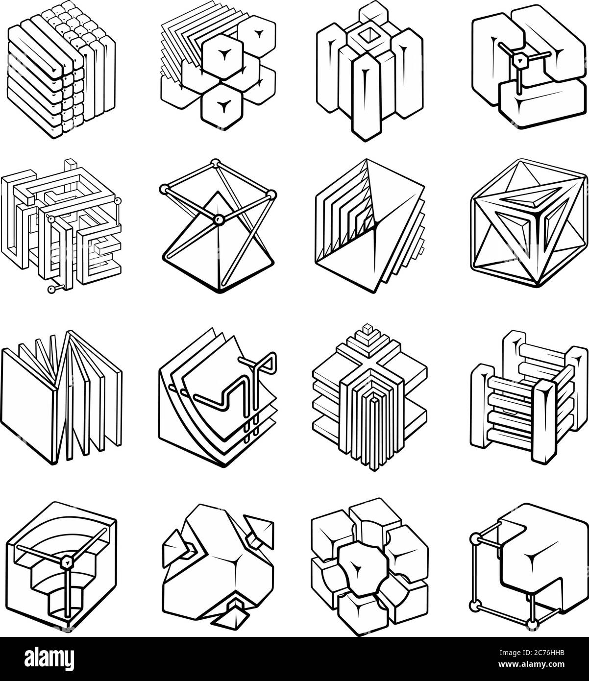 Set di disegni 3D geometrici a cubo Immagine e Vettoriale - Alamy
