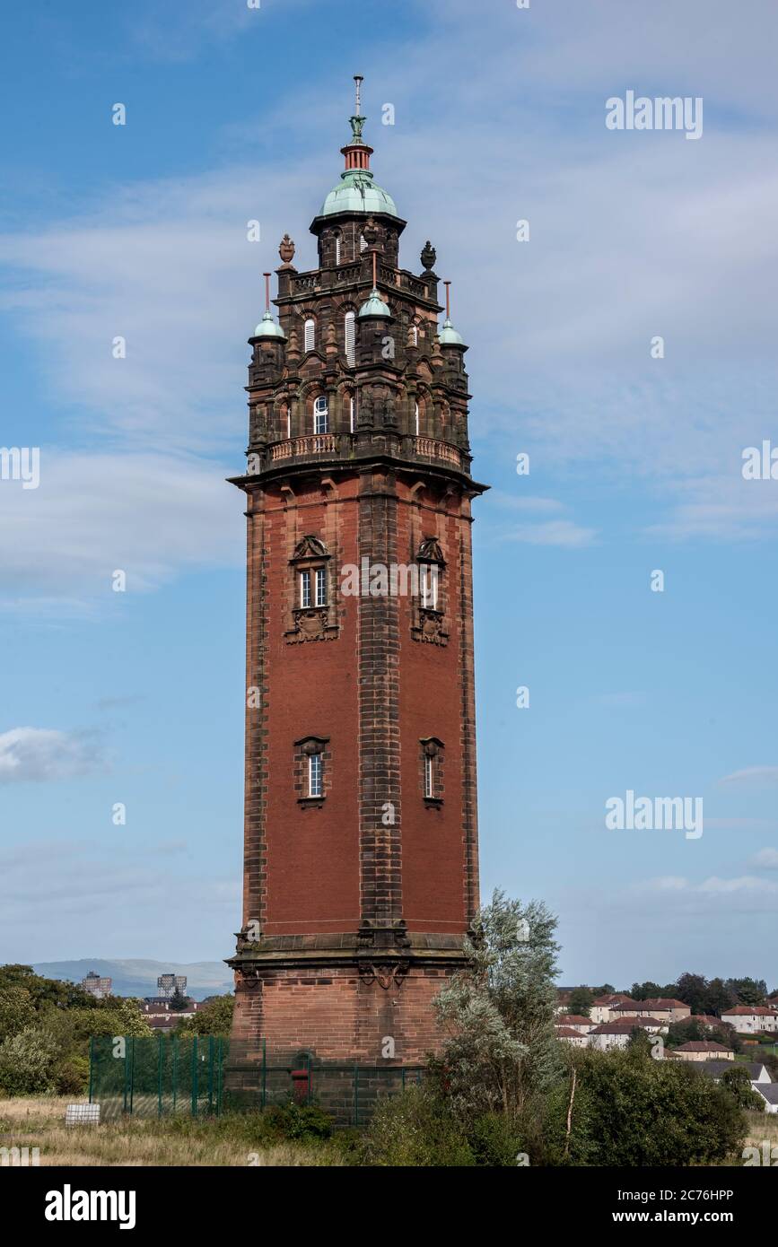 La Water Tower, l'unica parte rimanente dell'ospedale Ruchhill di Glasgow, che era un ospedale per le malattie infettive e la ricerca virologica. Foto Stock