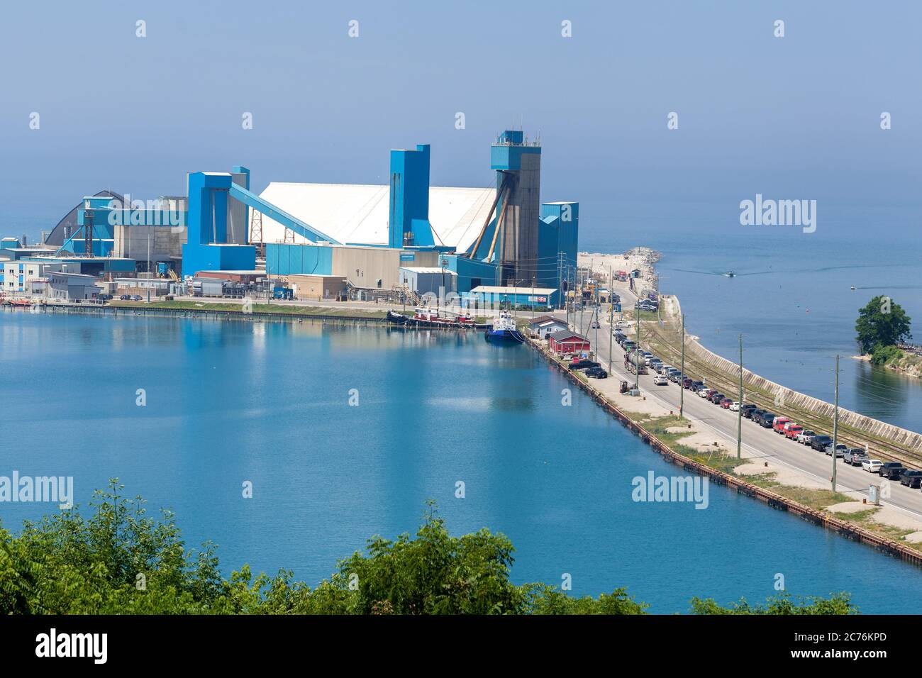 Miniera di sale di Goderich Sifto una delle più grandi miniere di sale del mondo Lake Huron Goderich Harbour Ontario Canada Foto Stock