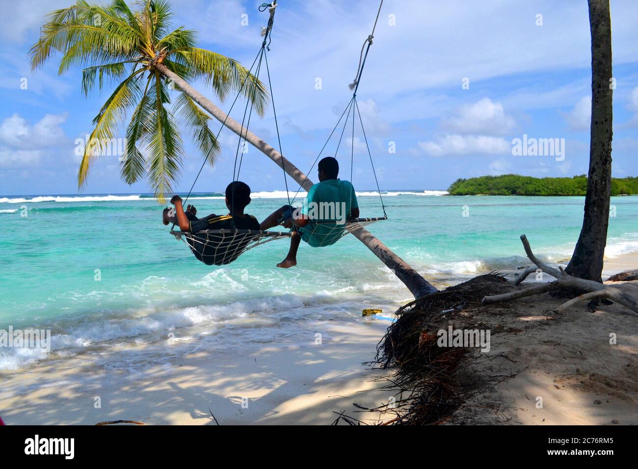 Altalene tradizionali Maldive, isola di Thulusdhoo Foto Stock