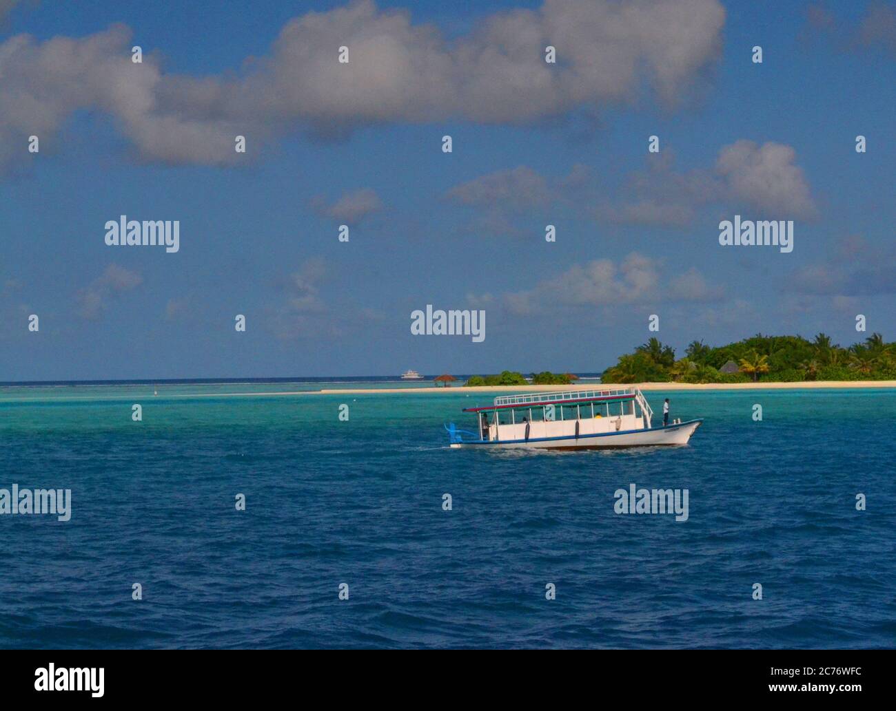 Isole remote nelle Maldive Foto Stock