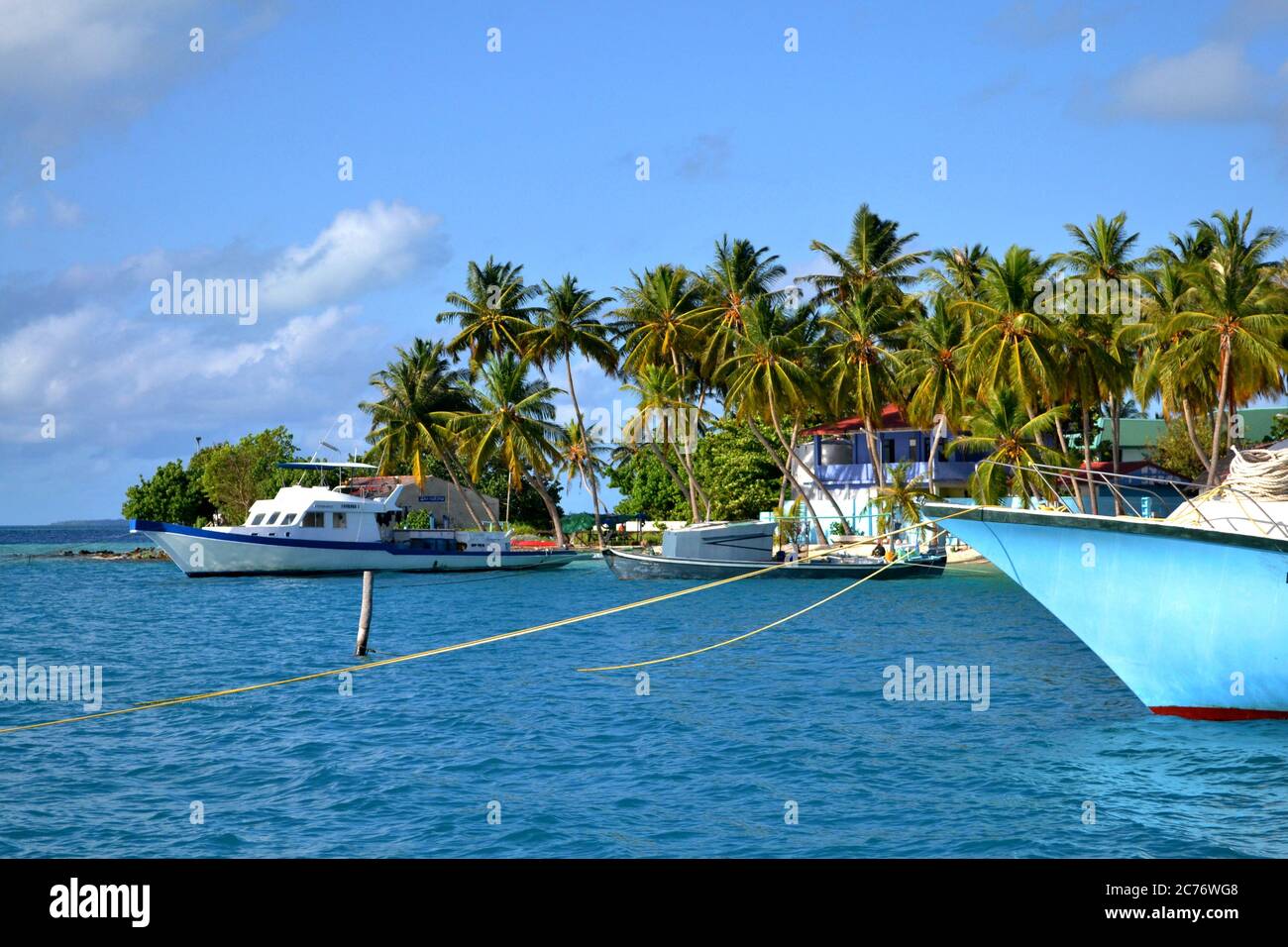 Isole remote nelle Maldive Foto Stock