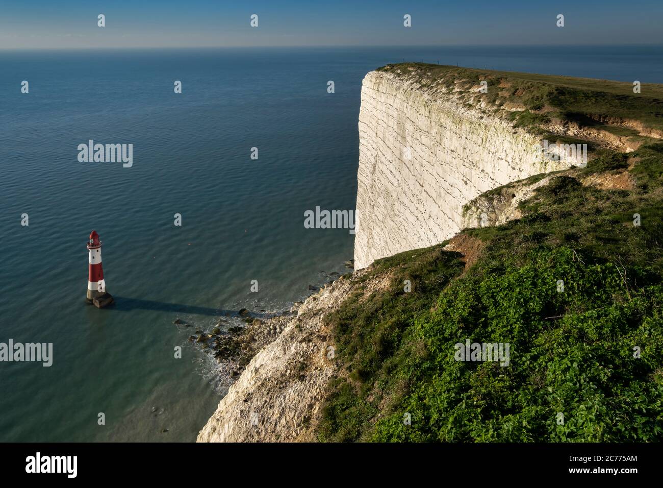 Beachy Head Lighthouse & Beachy Head, vicino a Eastbourne, South Downs National Park, East Sussex, Inghilterra, Regno Unito Foto Stock
