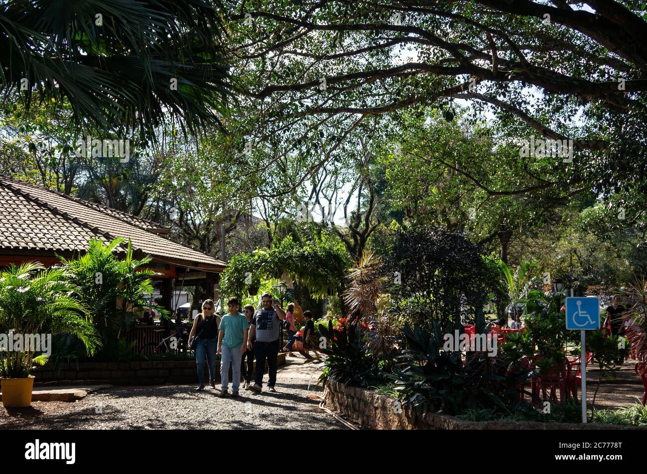 Vista di fronte al Museo storico Holambra della zona del Clube Fazenda Ribeirão, un locale a conduzione familiare utilizzato per le attività ricreative. Foto Stock