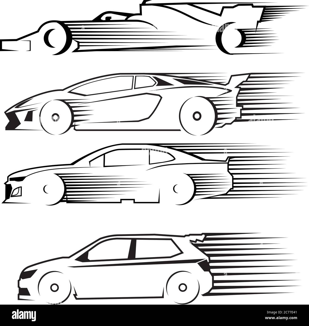 Icona della silhouette della vettura veloce Illustrazione Vettoriale