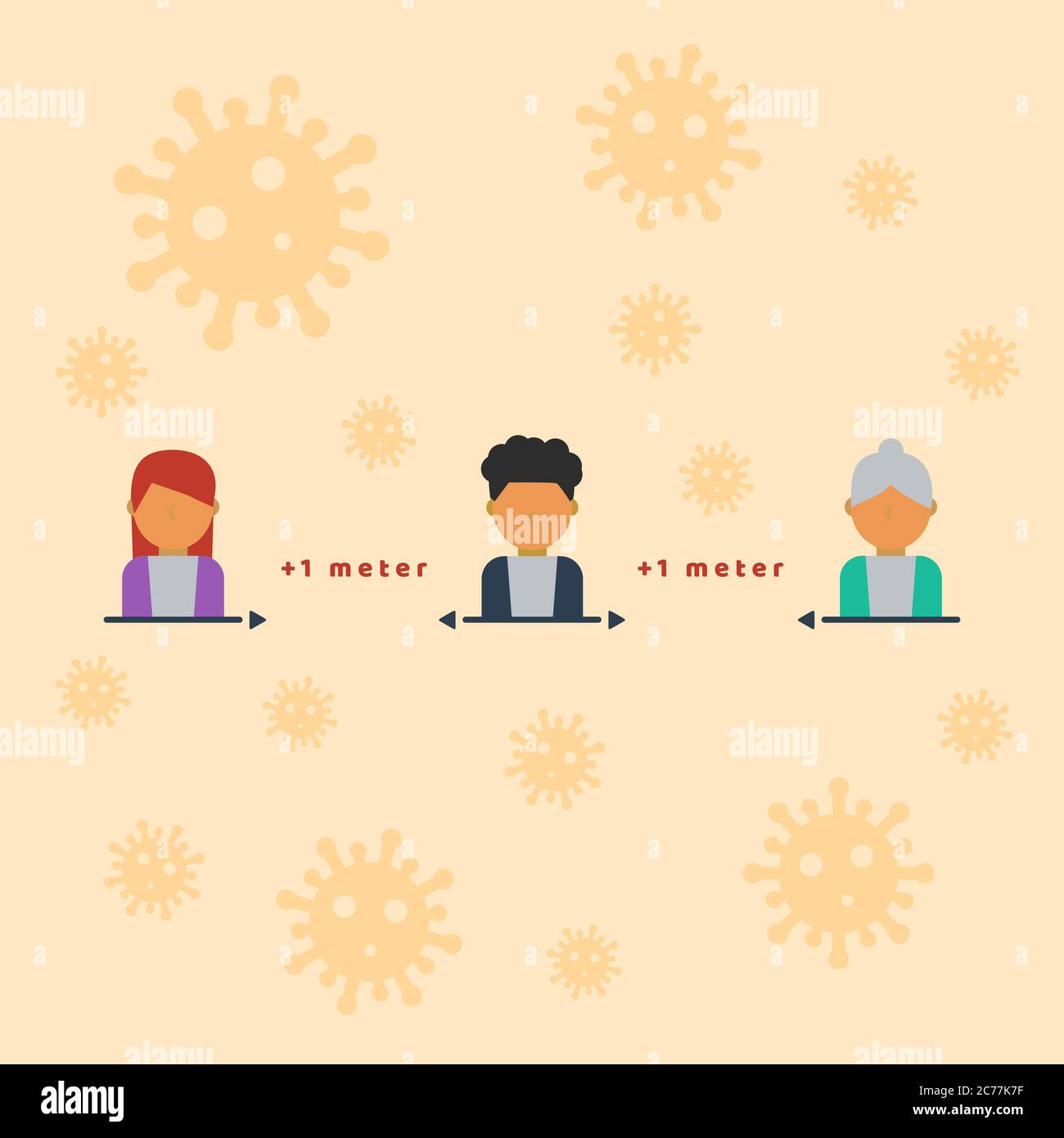 Libero vettore sociale di distanza durante la pandemia del virus corona Illustrazione Vettoriale