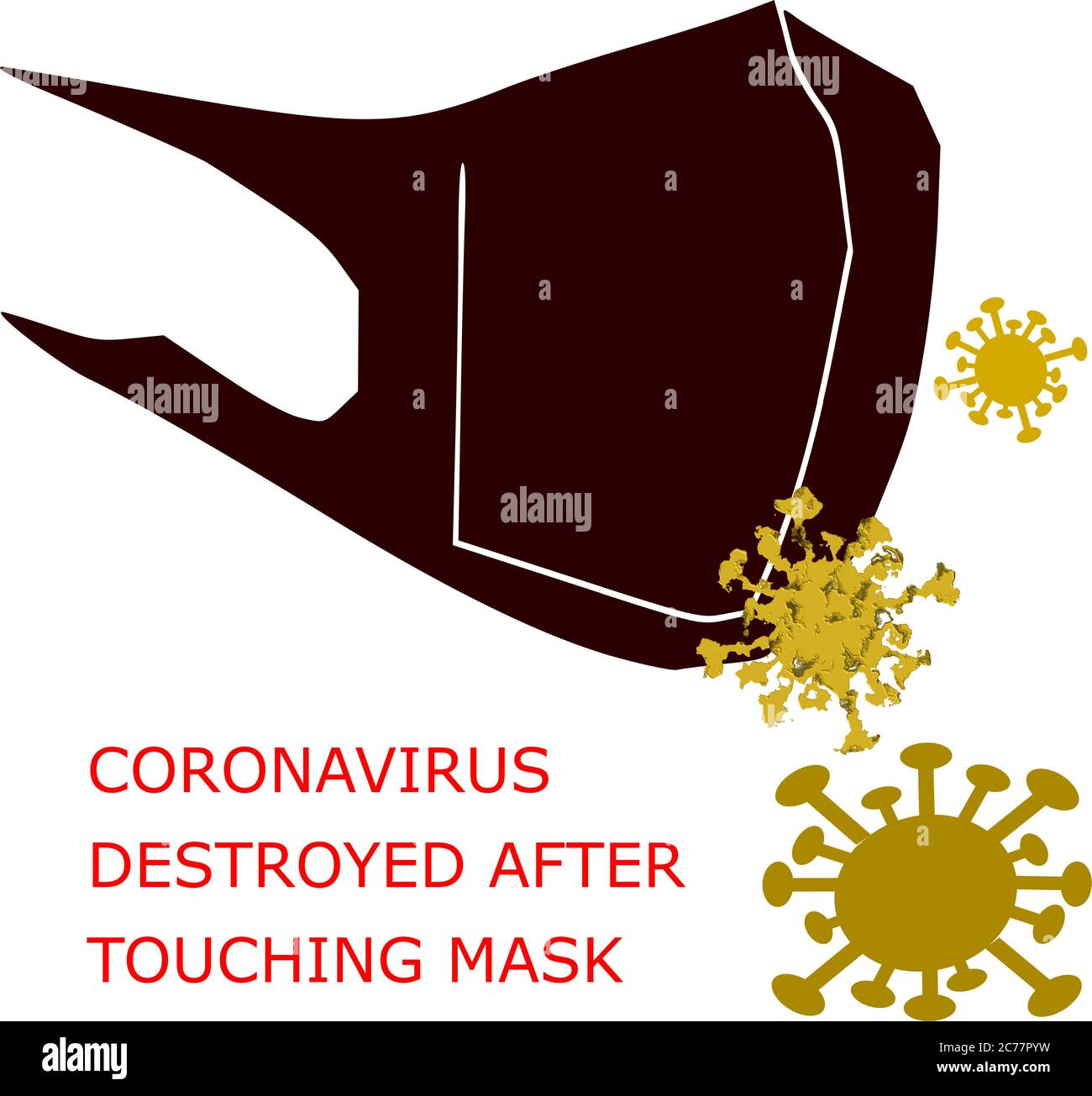 Diagramma di facemask di coronavirus con germi di combattimento sulla distruzione del vettore di animazione cartoon astratto. Illustrazione Vettoriale