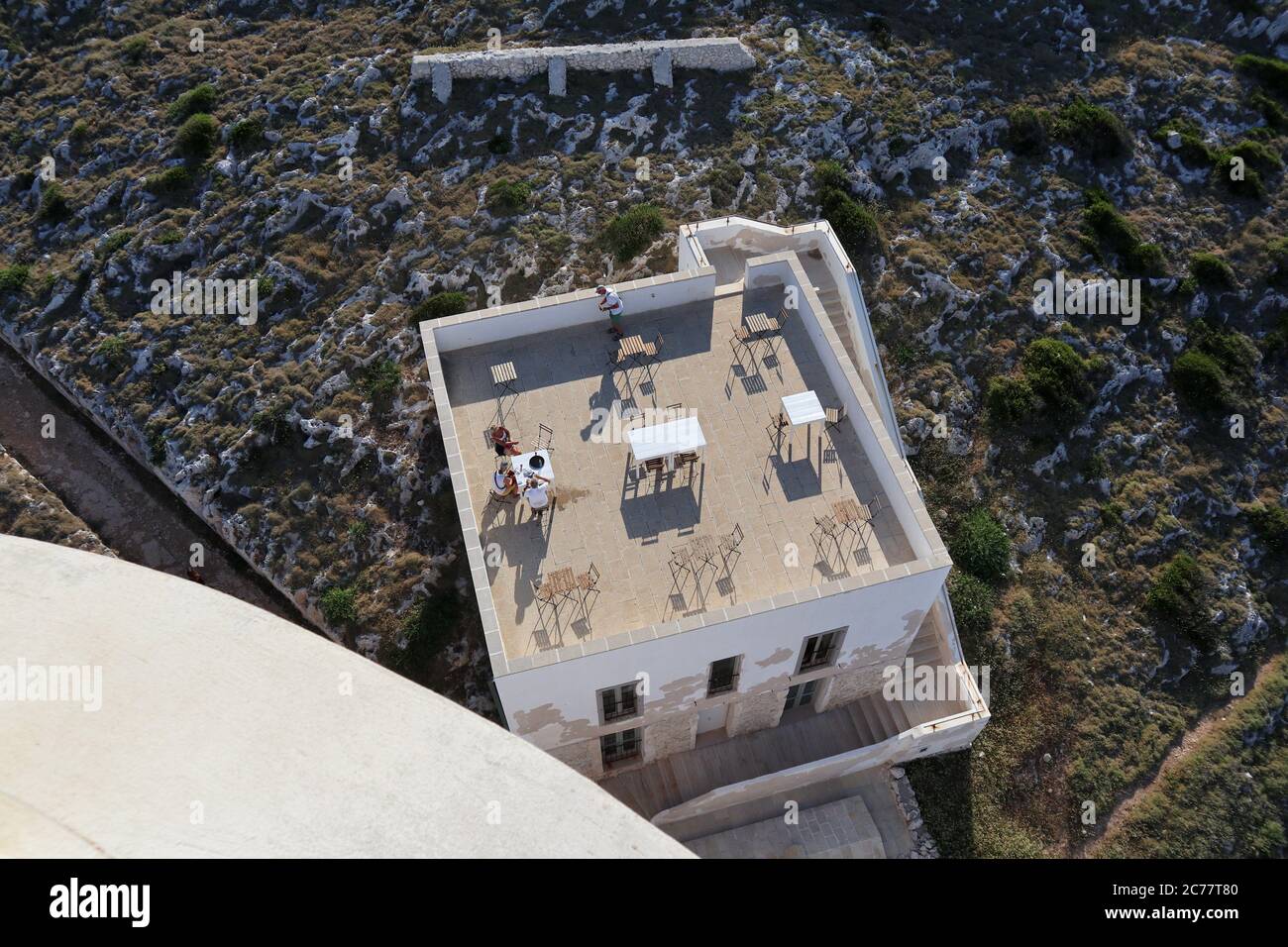 Otranto - Terrazza del bar dalla cima del Faro di Punta Palascia Foto Stock