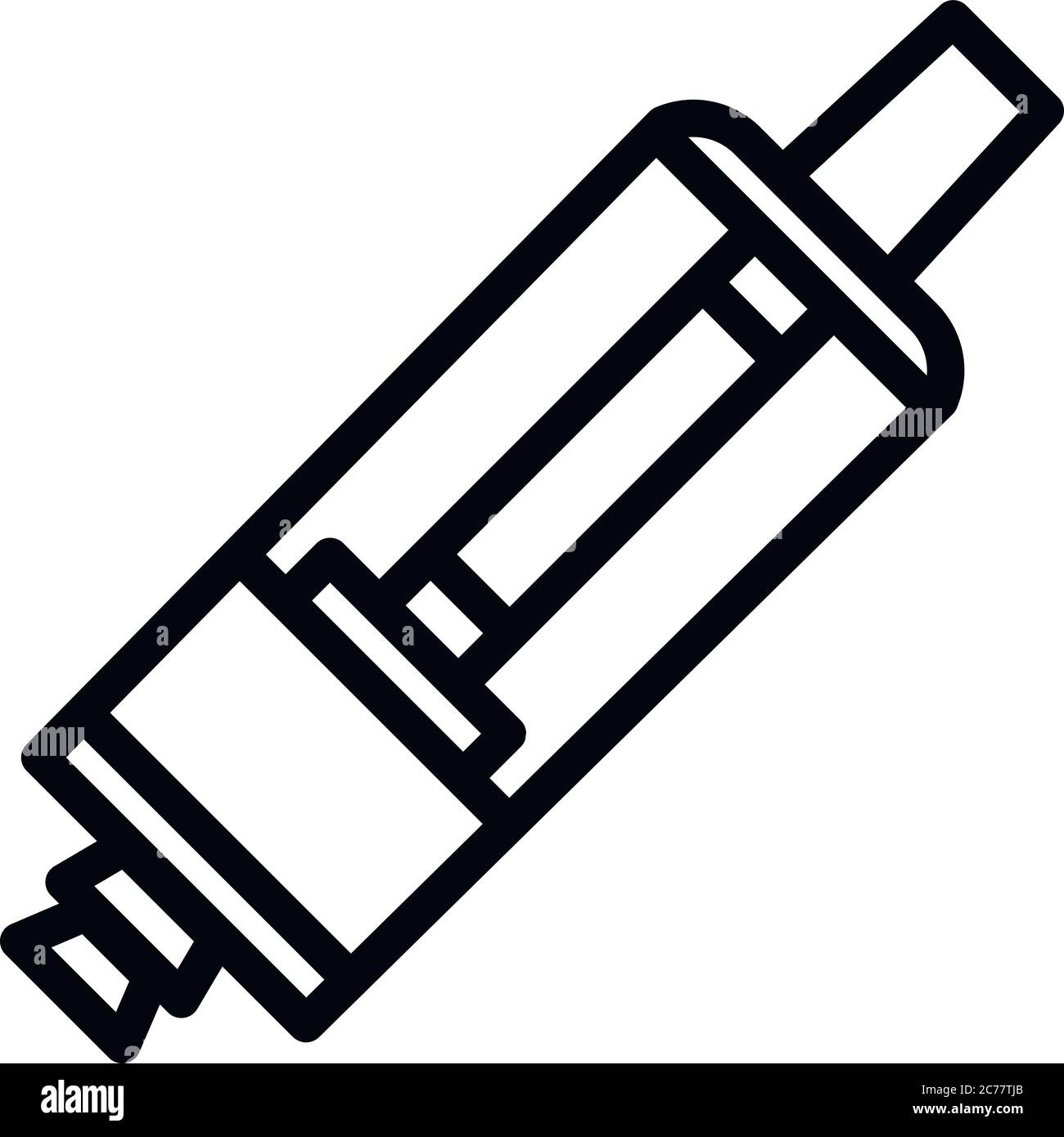 Icona della cartuccia elettronica di sigarette. Contorno dell'icona vettoriale della cartuccia elettronica di sigaretta per il web design isolato su sfondo bianco Illustrazione Vettoriale